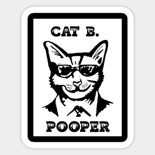 Cat B. Pooper White Rectangle Sticker